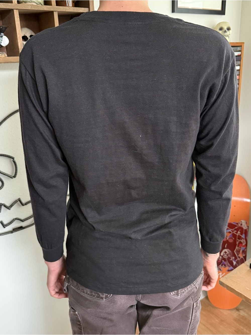 Vintage 70s 80s Deadstock Blank Black Cotton Long Sleeve Tee ~ Size Small - Picture 7 of 10